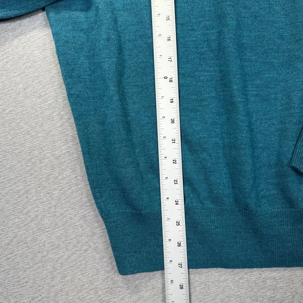 Peter Millar Sweater Mens XL Teal‎ Extra Fine Italian Merino Wool V-Neck MF14S31